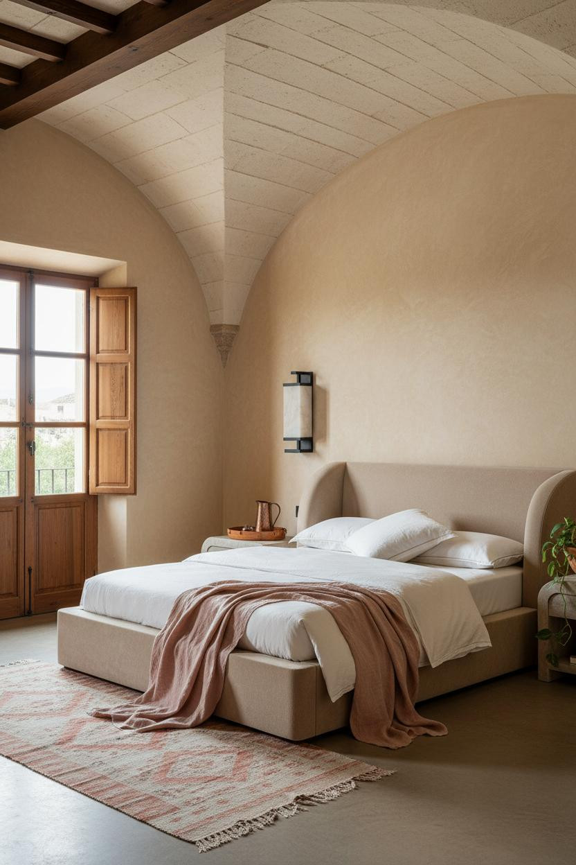 Spanish Mediterranean Bedroom Ochre Corbels
