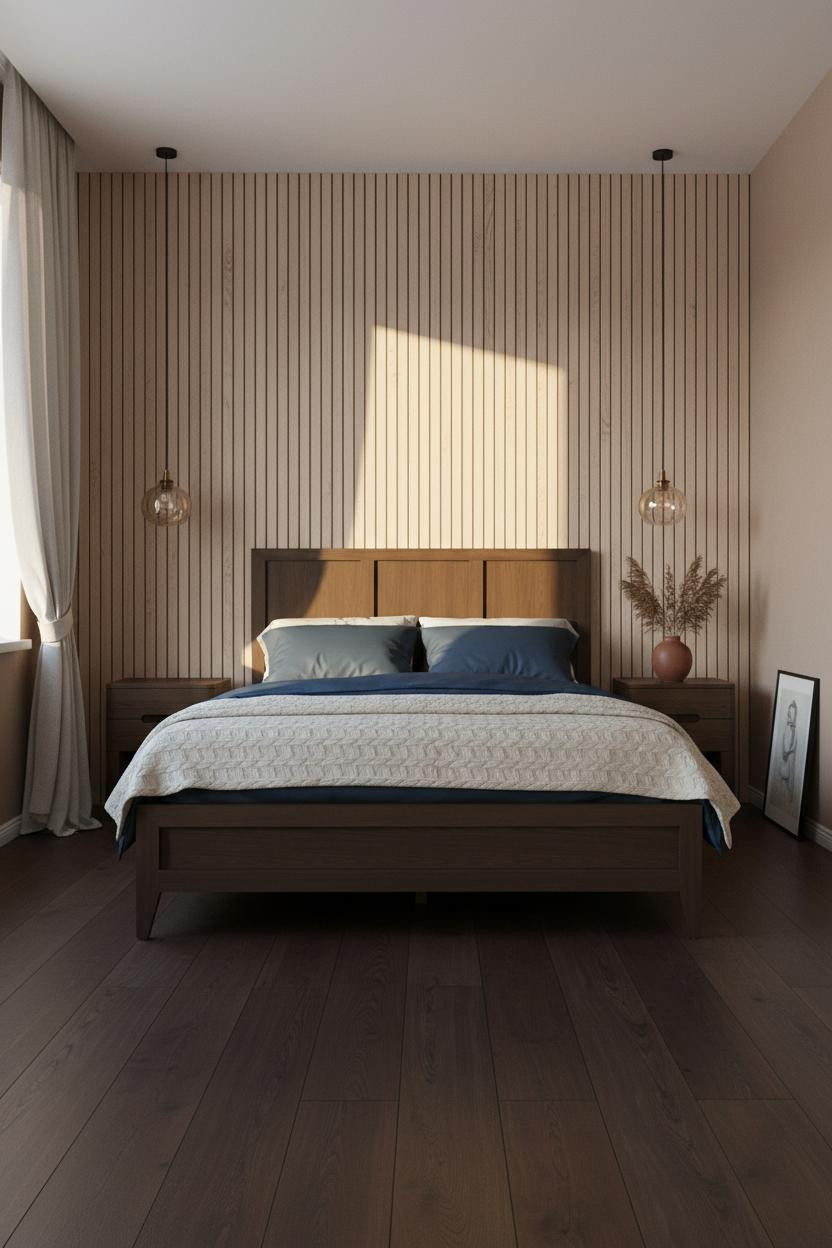 Stockholm Bedroom Ash Wood Slat Walls Nordic