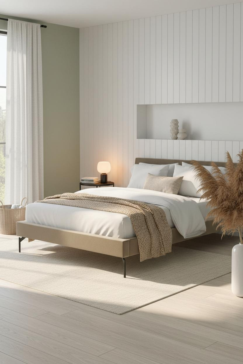 Stockholm Bedroom Scandi White Paneling Morning Light
