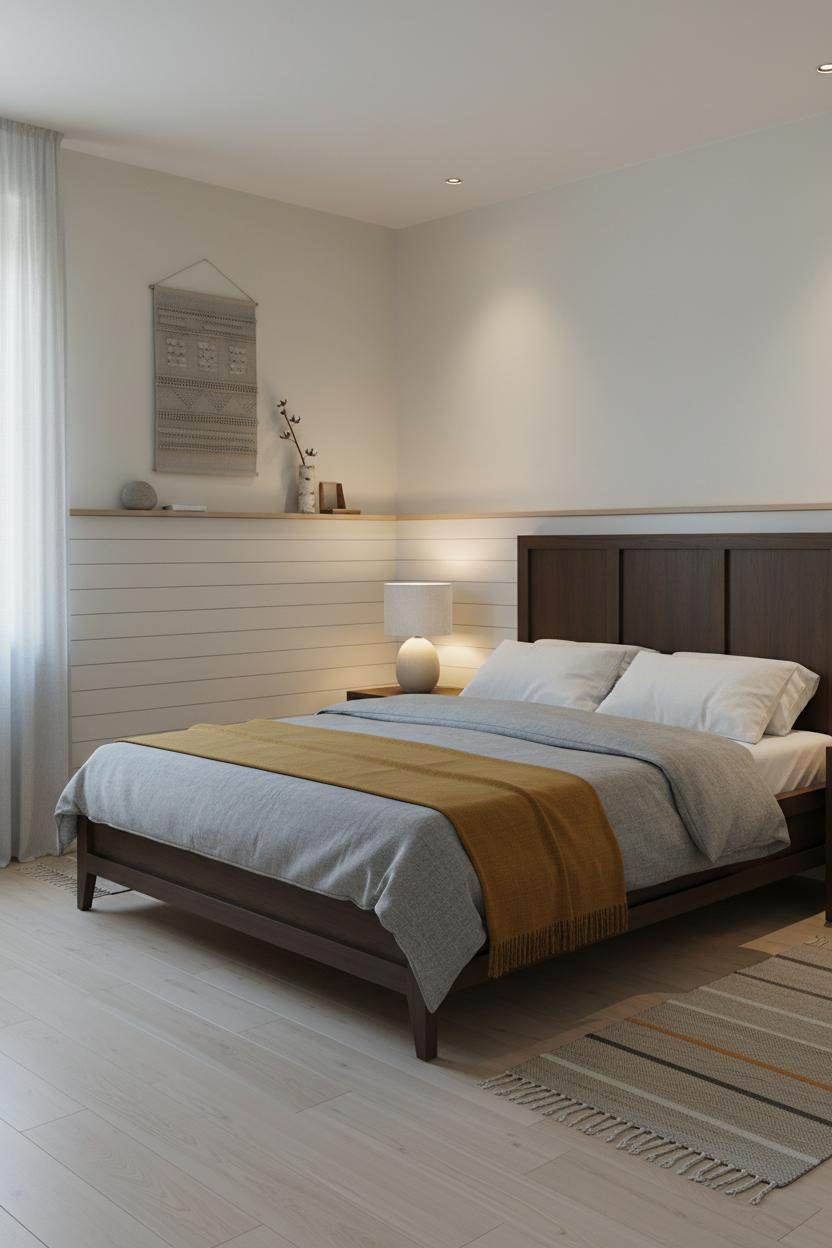 Stockholm Bedroom Whitewashed Wainscoting Scandi