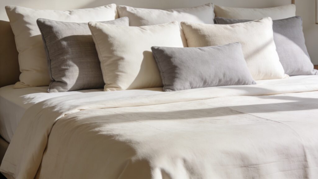 Typical pillow sizes 2026 - Standard, Queen, King, Euro, Body pillows arranged on a bed