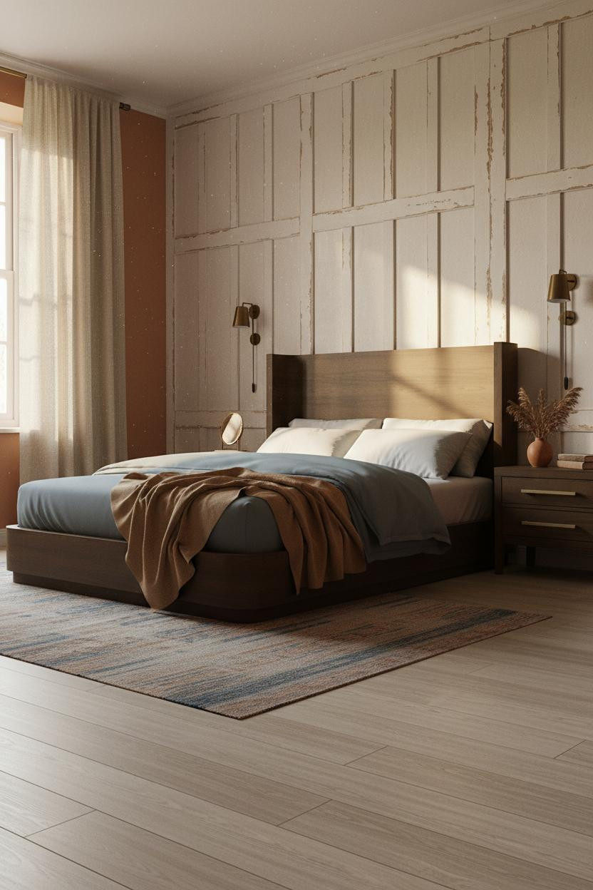 Vintage Bedroom Cottagecore Paneling Terracotta
