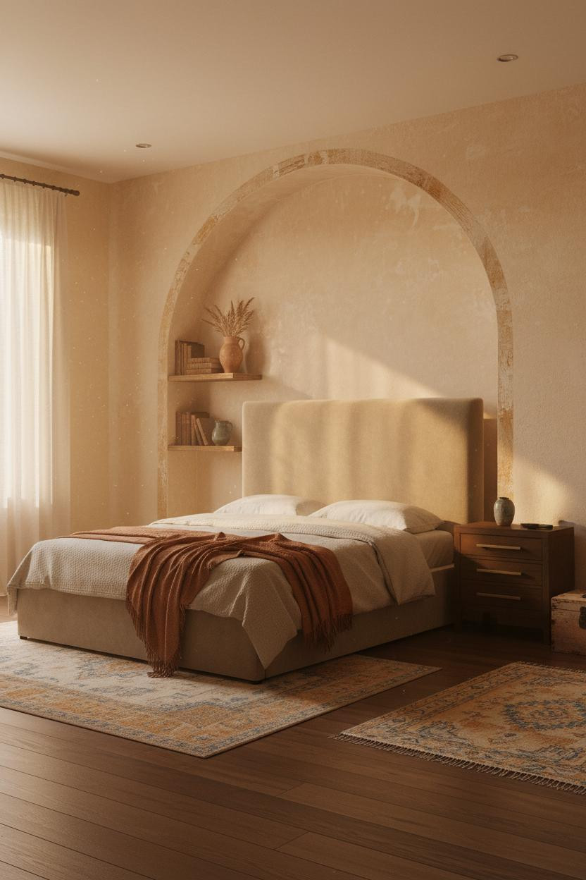 Vintage Bedroom Mediterranean Arched Alcove