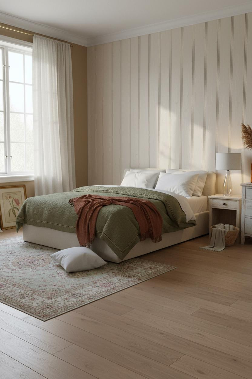 Vintage Feminine Bedroom Swedish Manor Cream Paneling