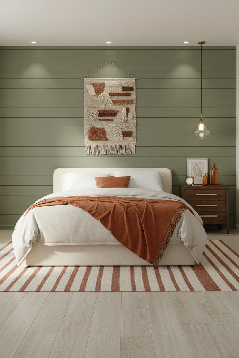 Vintage Modern Bedroom Olive Shiplap Nightstand