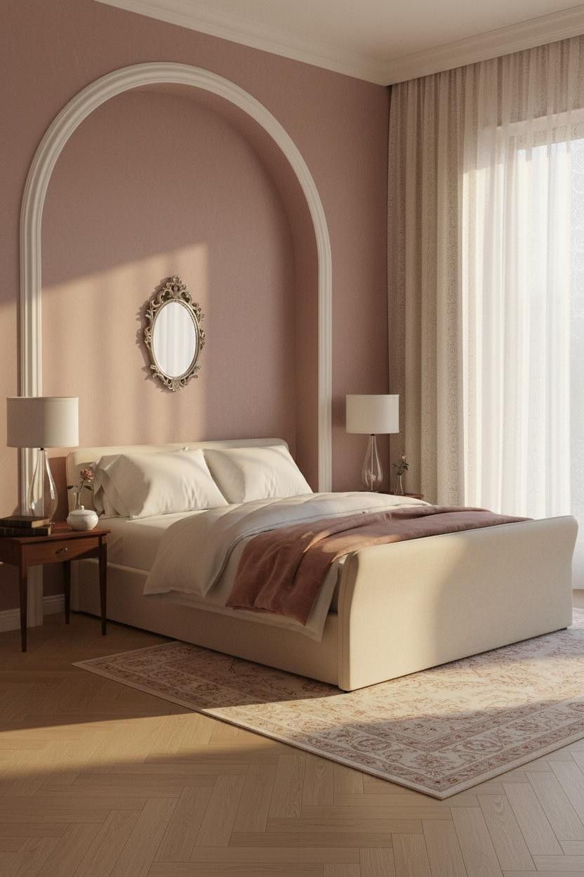 Vintage Princess Bedroom Arched Alcove Dusty Rose