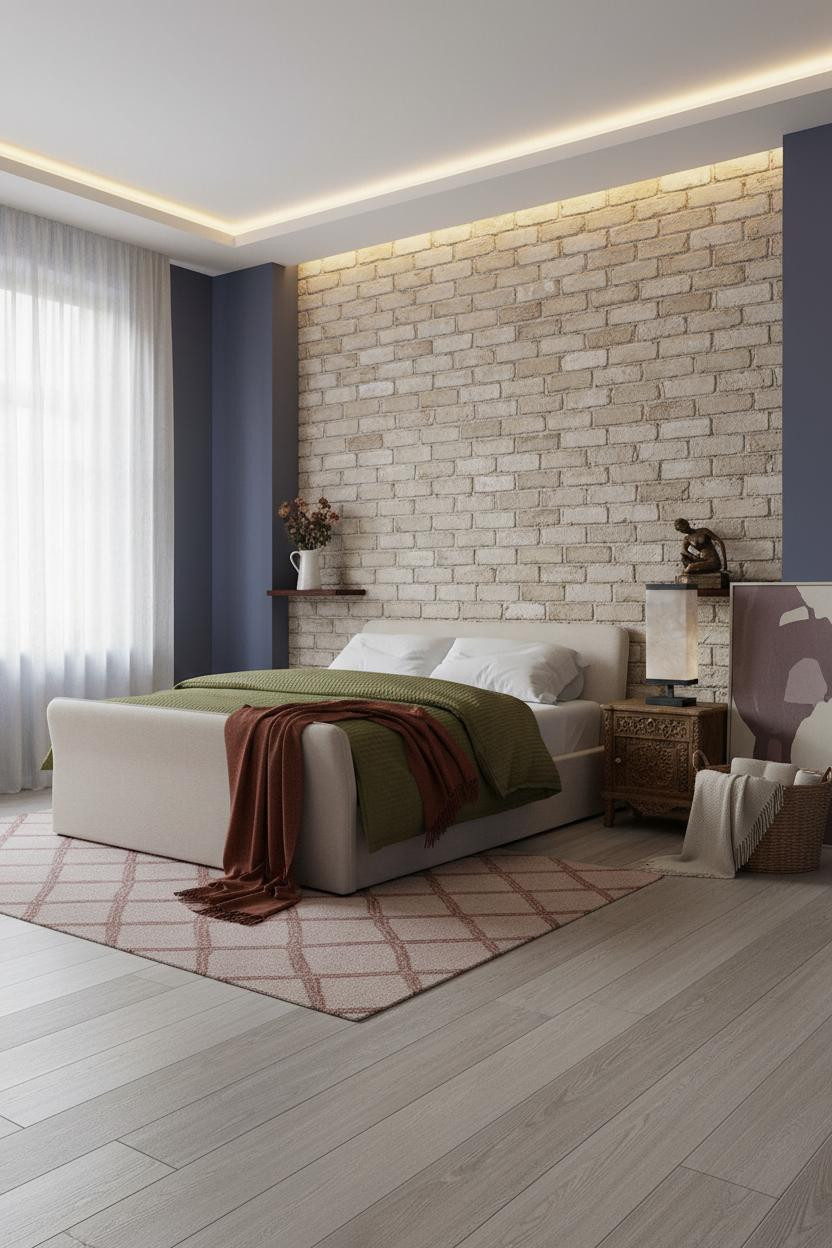 Vintage Princess Bedroom Cream Brick Indigo