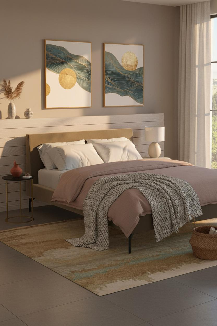 Warm Minimalist Bedroom Shiplap Linen
