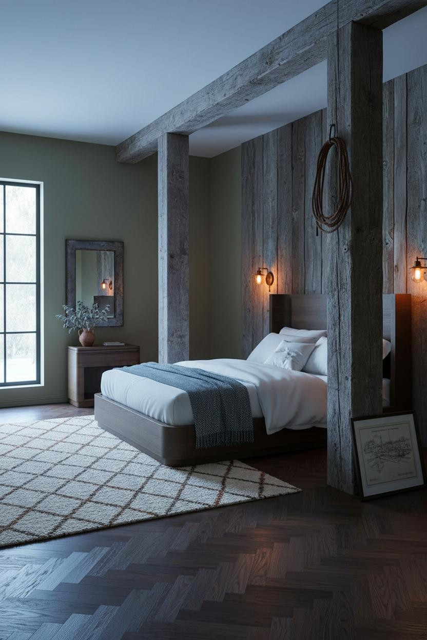 Western Bedroom Ideas Moody Ranch Style with Timber Beams