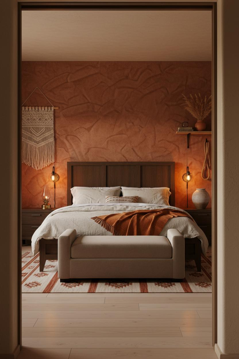 Western Chic Bedroom Adobe Accent Wall Lighting