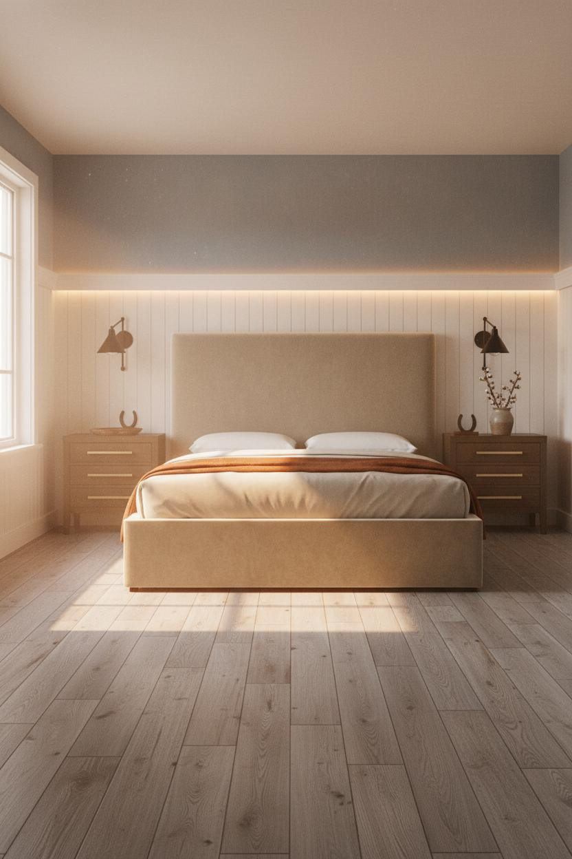 Western Farmhouse Bedroom Beadboard Wainscoting