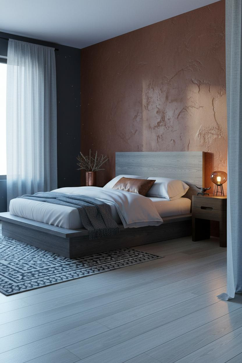 Western Farmhouse Bedroom Rust Plaster Accent