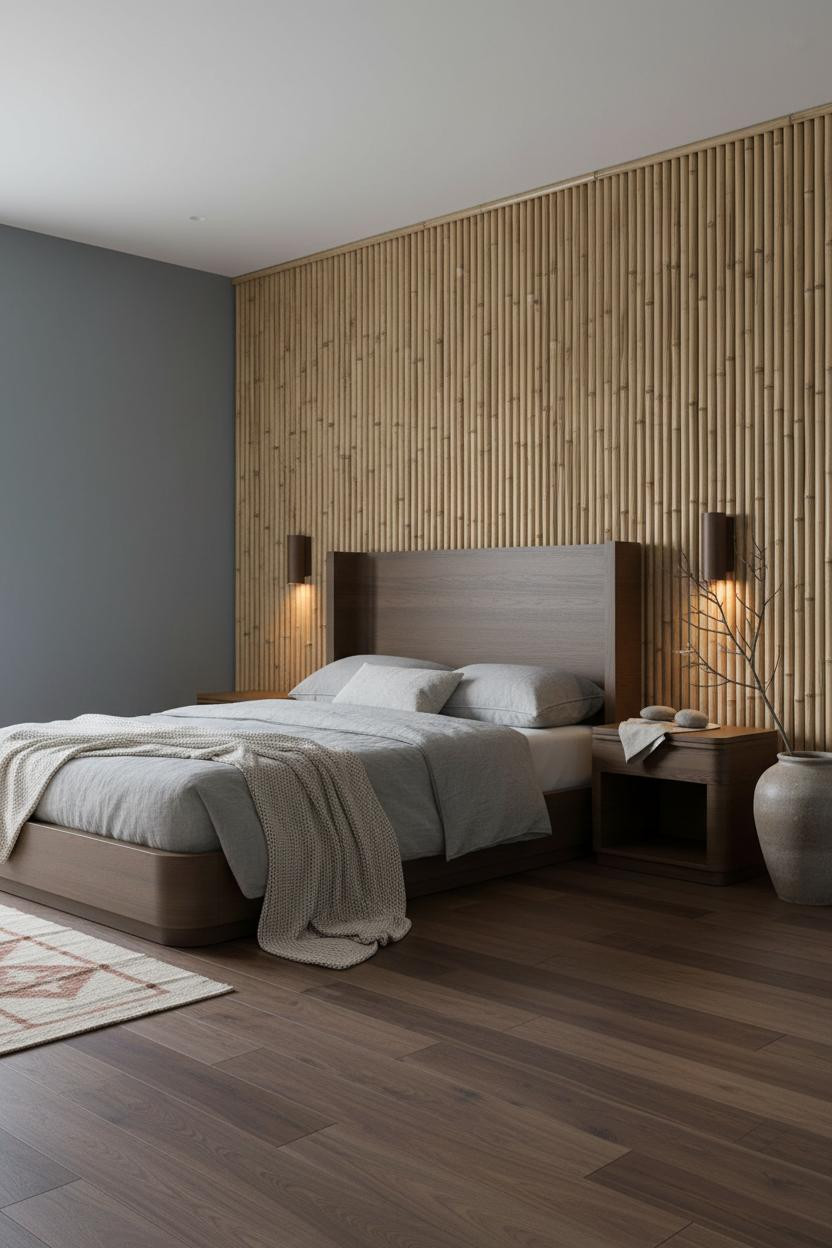 Zen Bedroom Bamboo Accent Wall