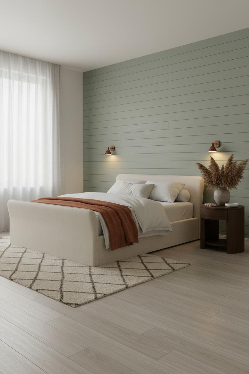 Zen Bedroom Sage Shiplap Wabi Sabi