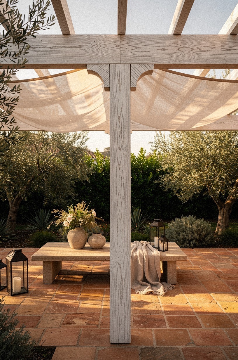 Float a sheer canopy over the beams for dappled afternoon light
