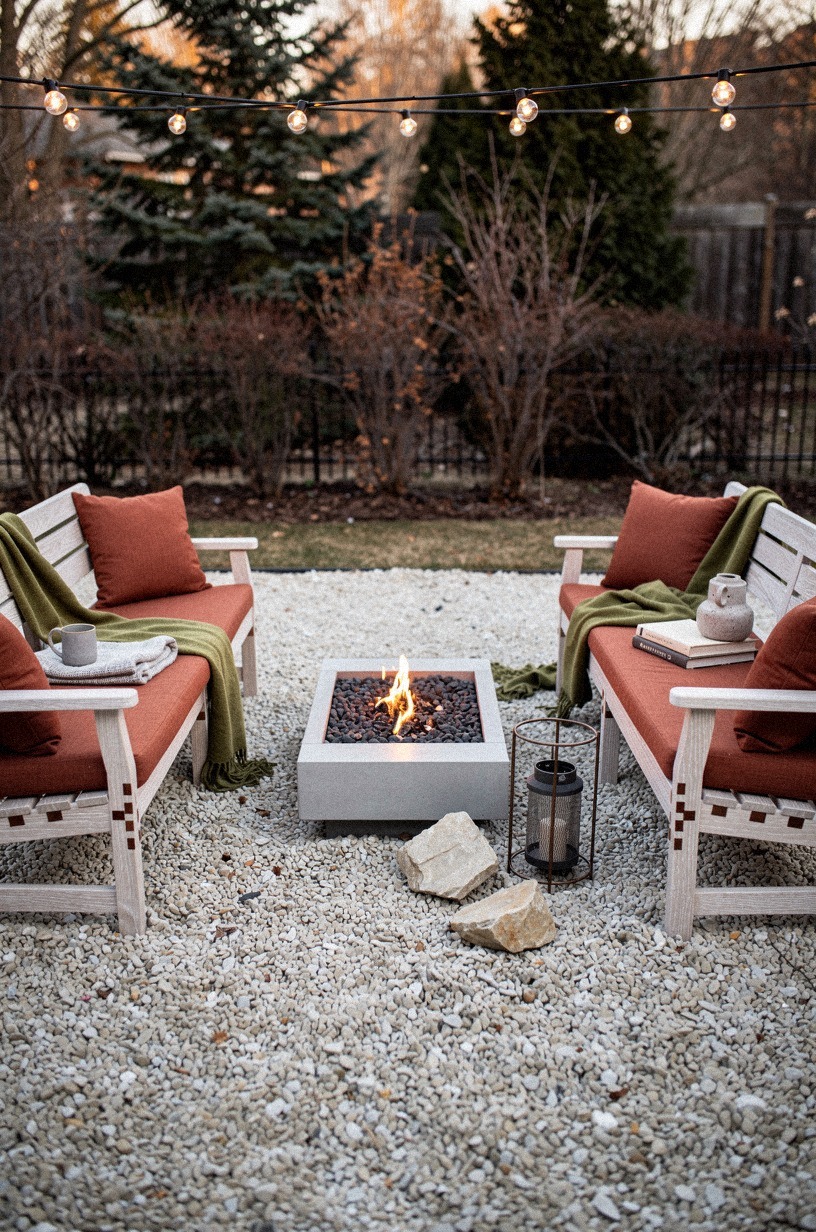 Frame the fire pit with gravel seating