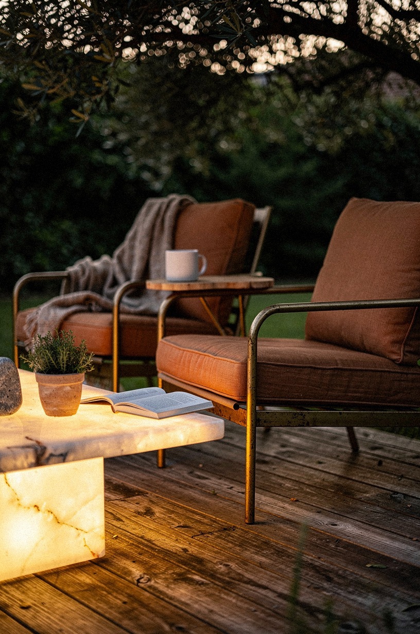 Layer reclaimed wood planks for a weathered deck surface