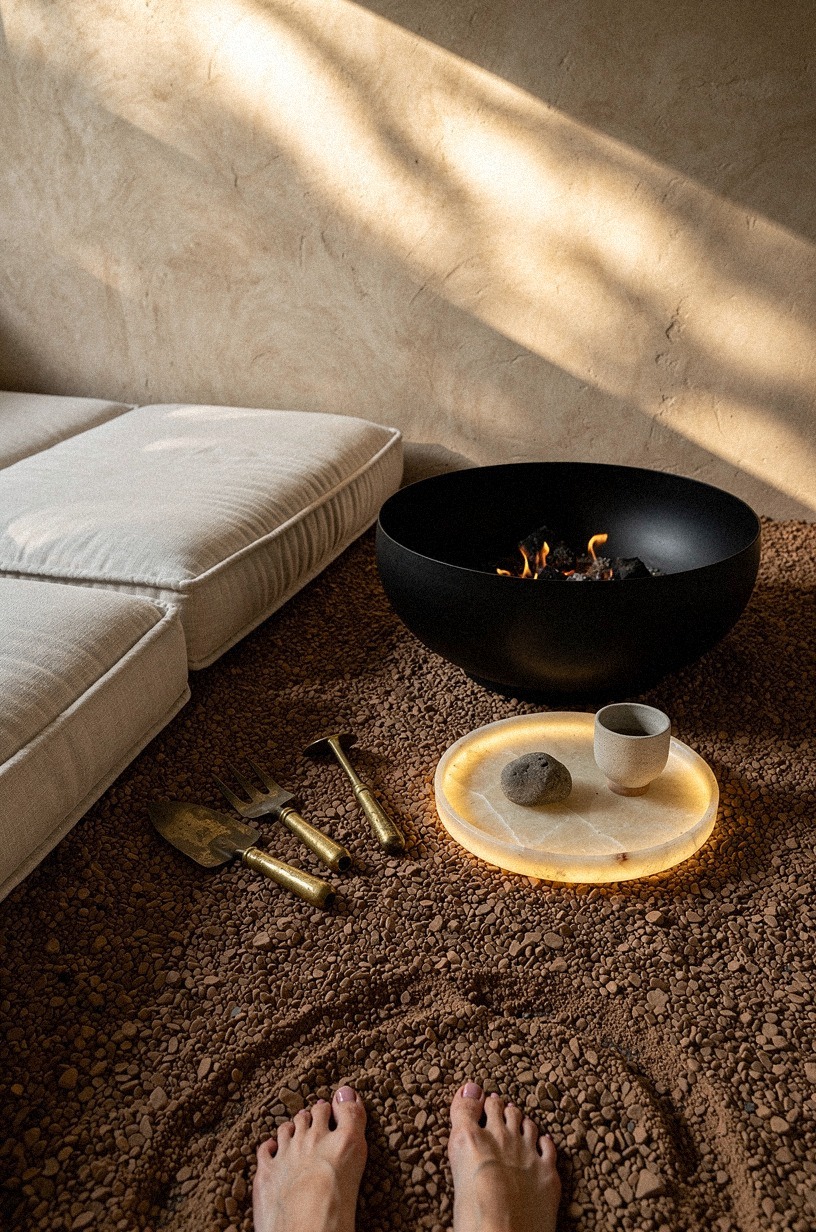Layer gravel under a freestanding fire bowl