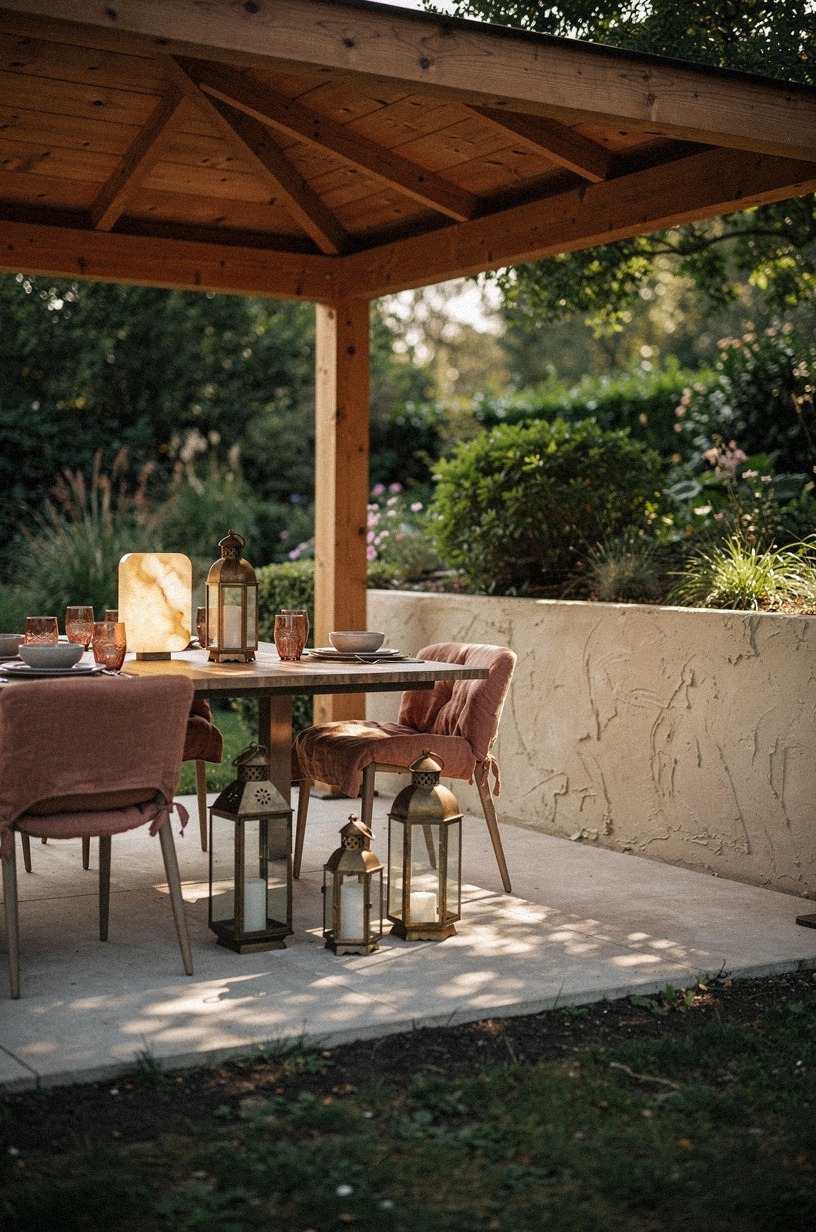 Crown the dining pad with a cedar gazebo