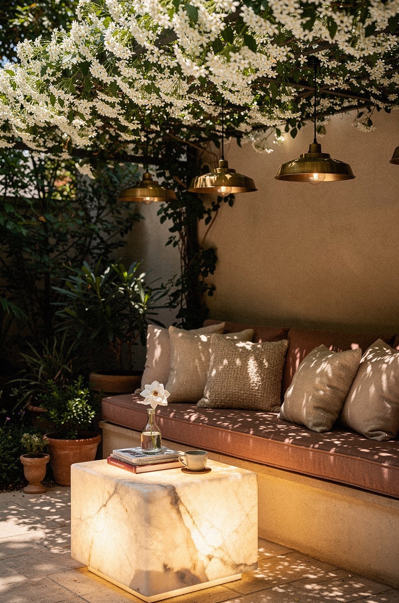 Wrap a pergola in climbing jasmine for a living ceiling