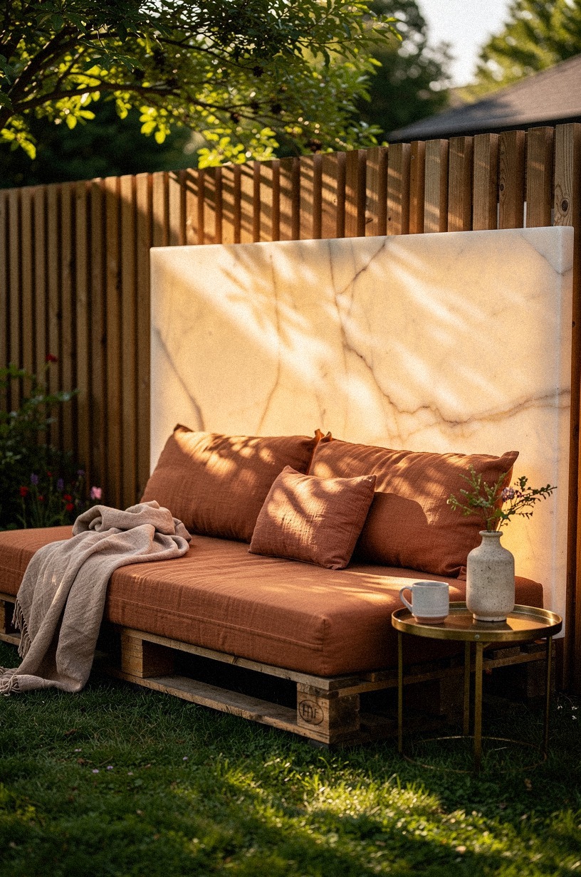 Build a pallet daybed against the fence for lazy Sundays