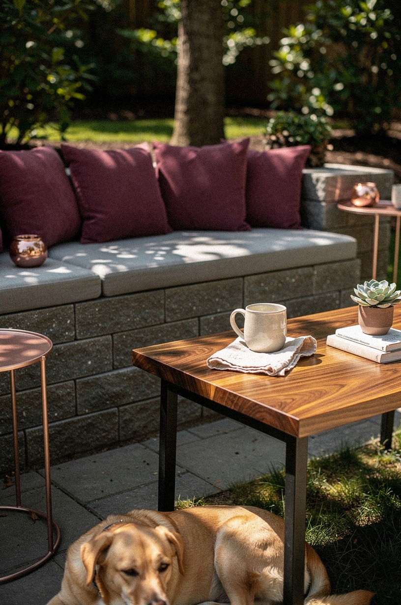 Build a low stone wall that doubles as extra seating