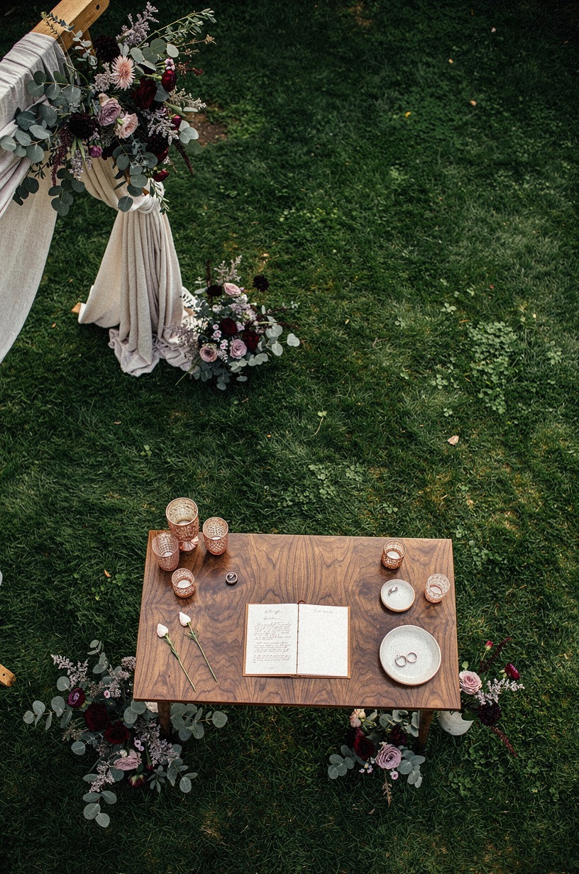 Set the vows under a linen-draped arch
