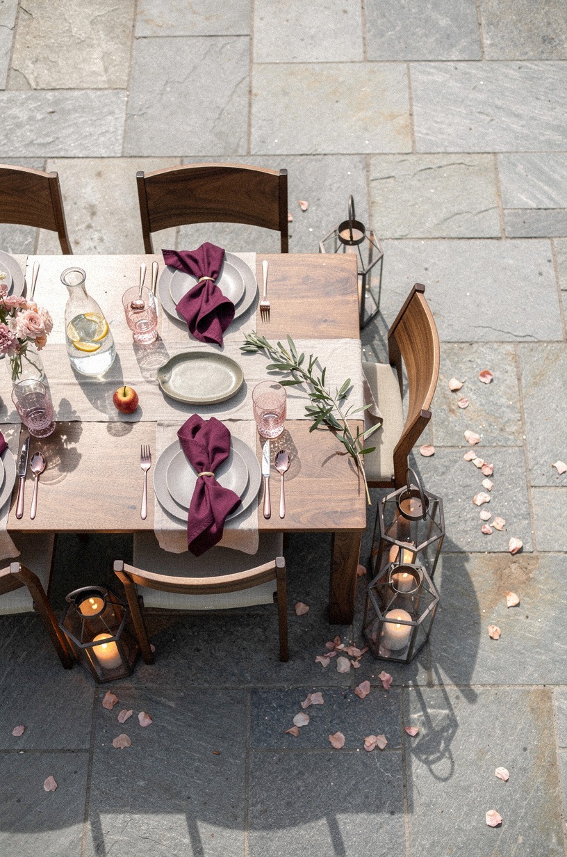 Cluster lanterns around each chair leg