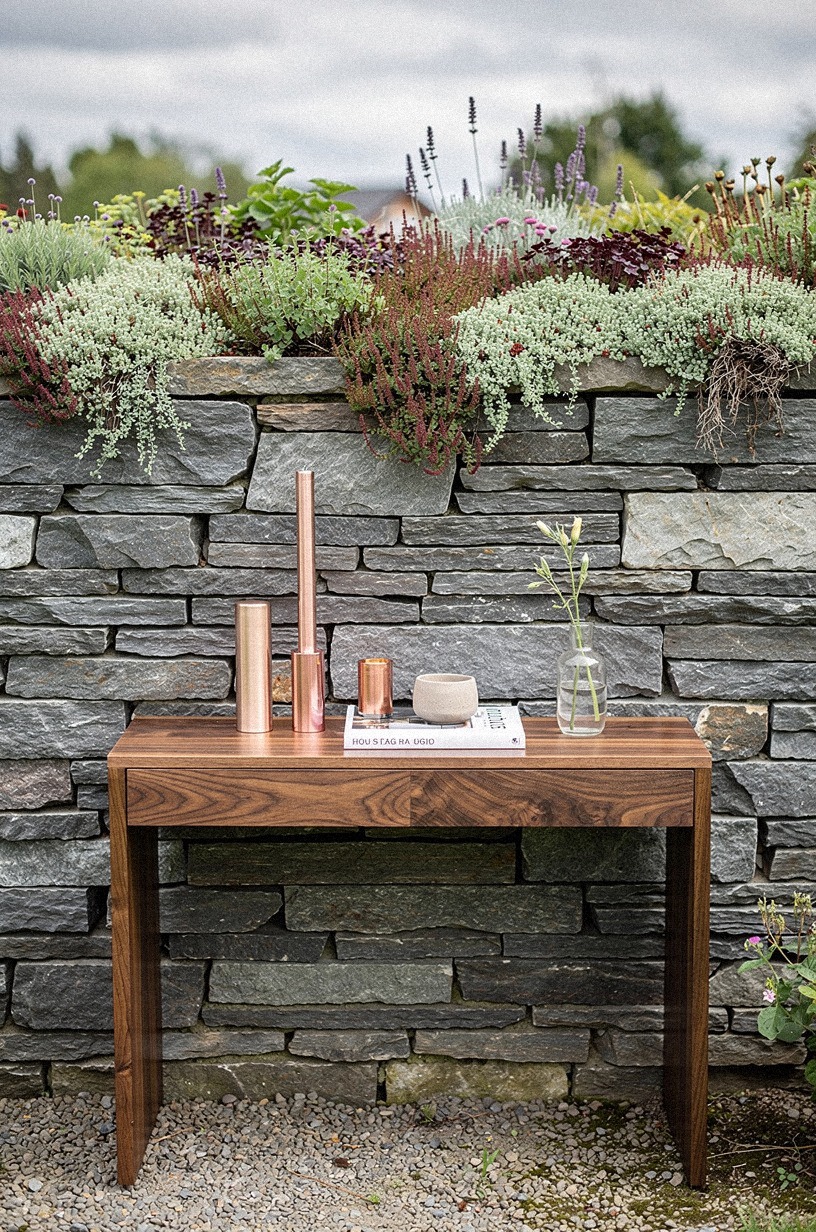 Build a partial stone wall with a planted top
