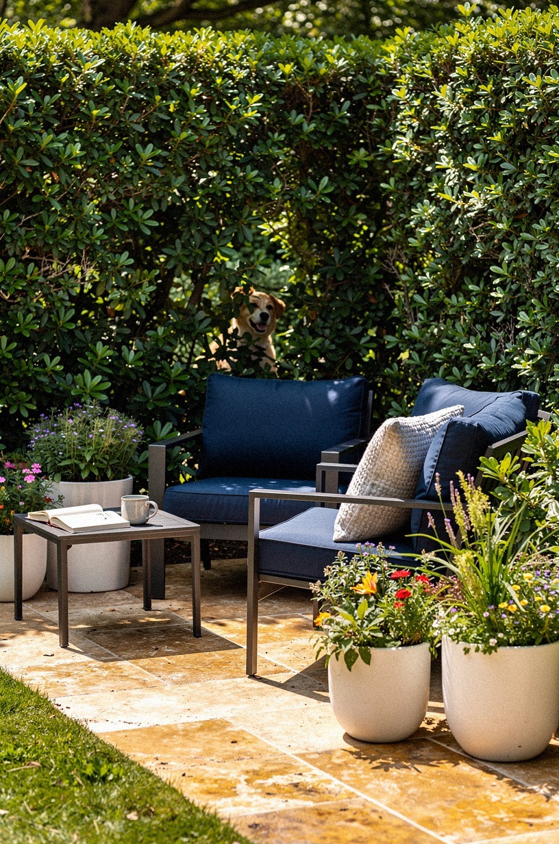 Plant a dense hedge border for natural privacy