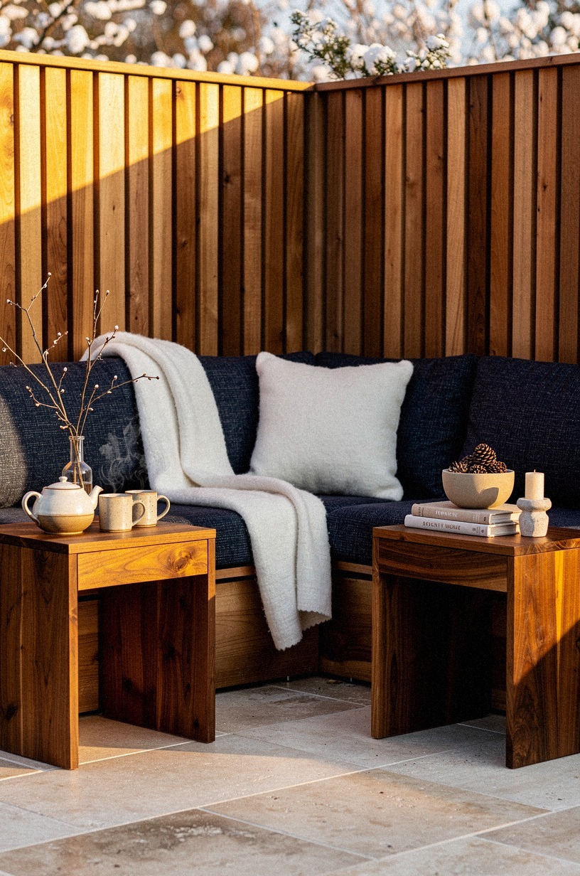 Build a corner windbreak with cedar screens
