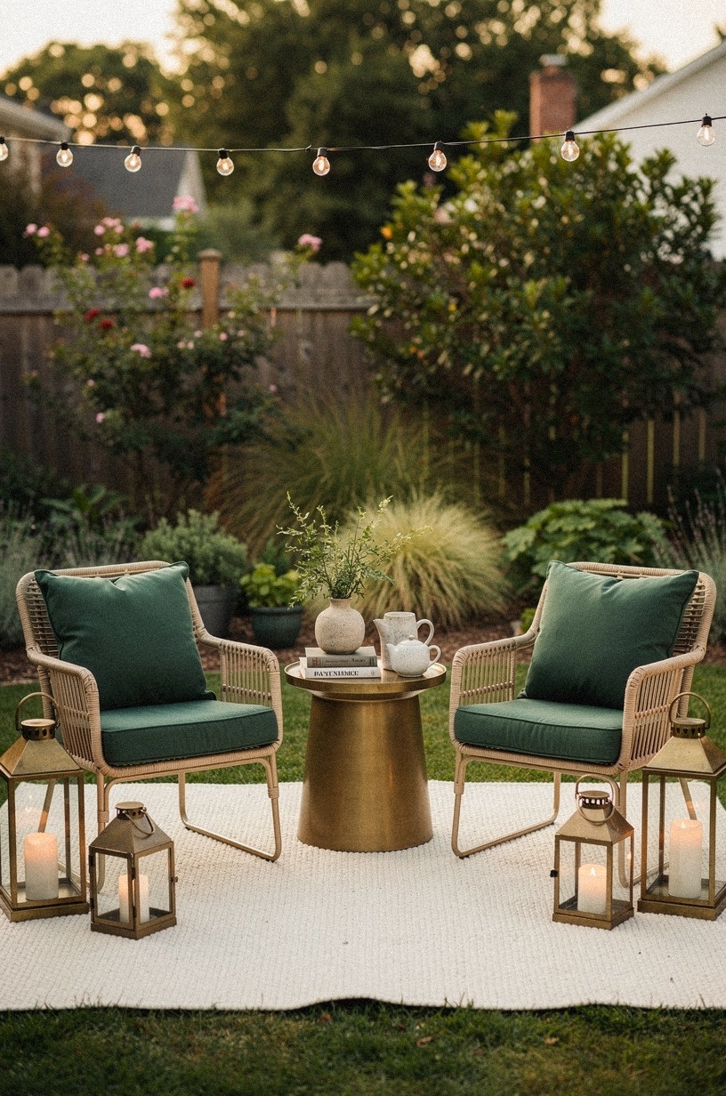 Anchor chairs around an outdoor rug instead of letting them drift