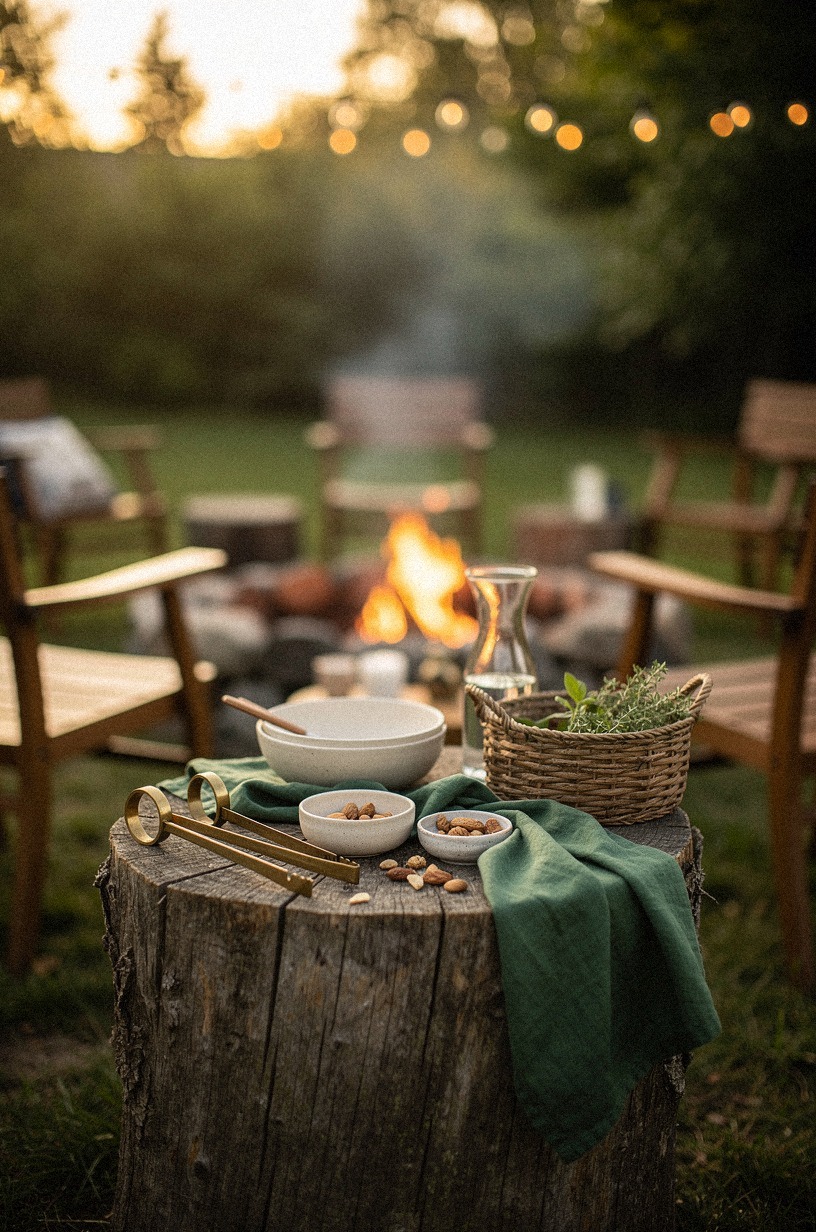 Build a stump table snack station