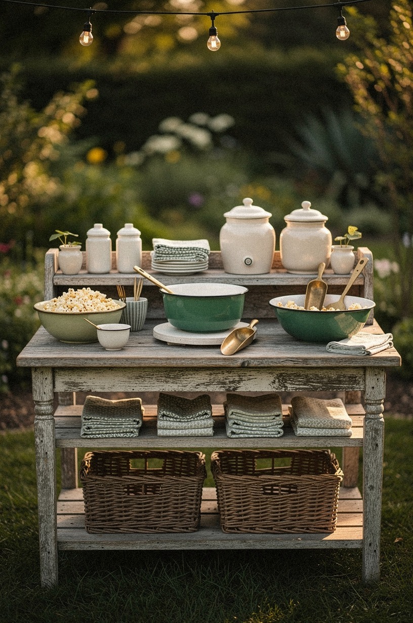Build a popcorn bar on a potting bench