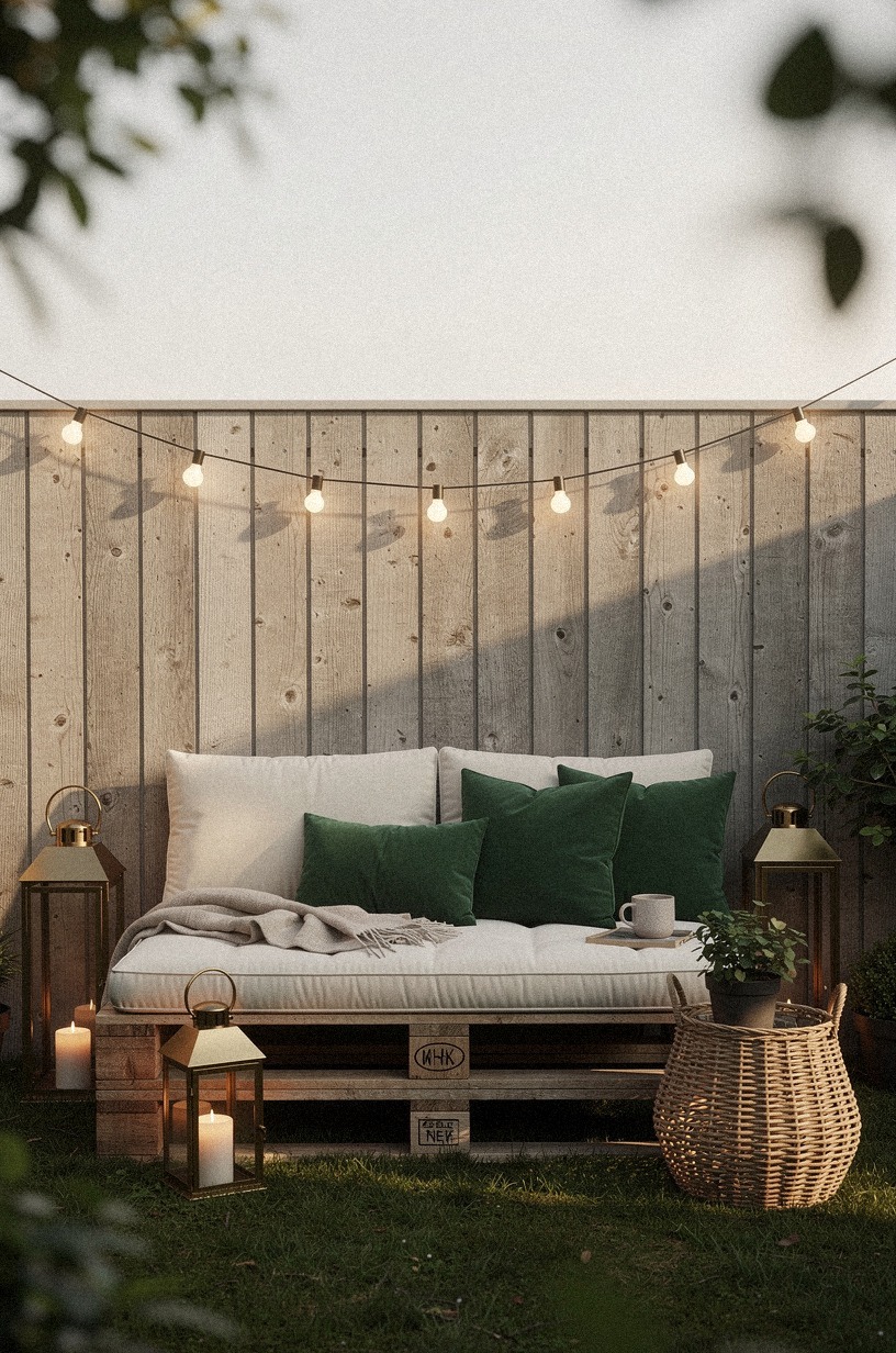 Build a pallet lounge against the fence