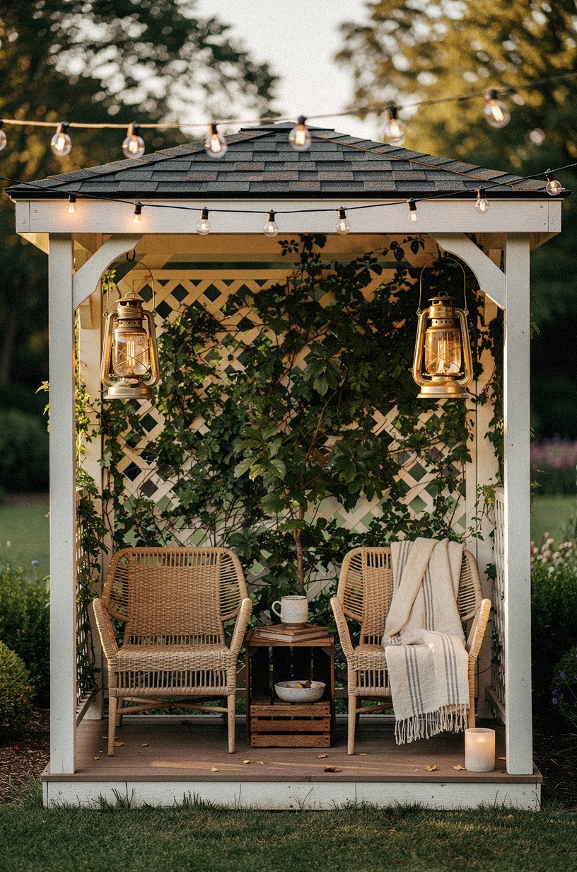 Screen a gazebo wall with climbing vines