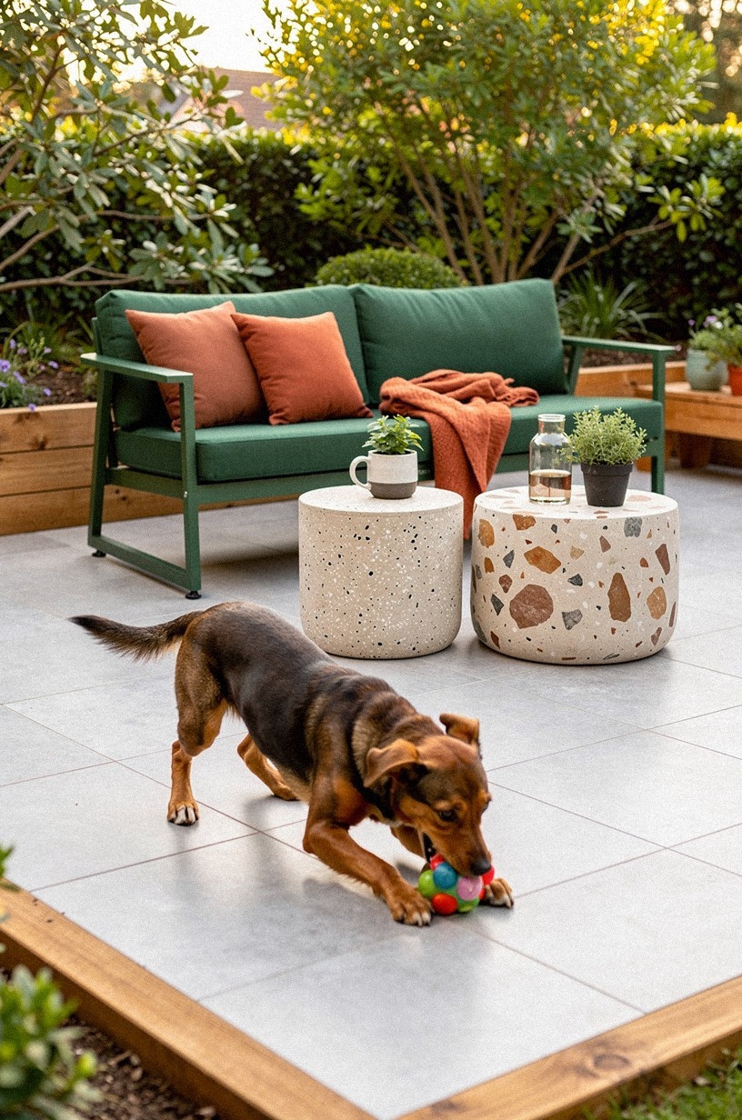 Lay a large-format porcelain tile patio for easy hosing