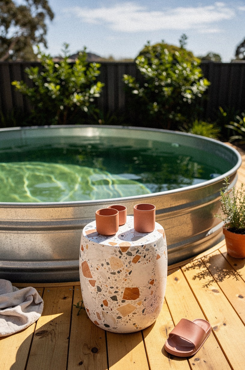I set a galvanized stock tank in the sunniest corner and filled it with water