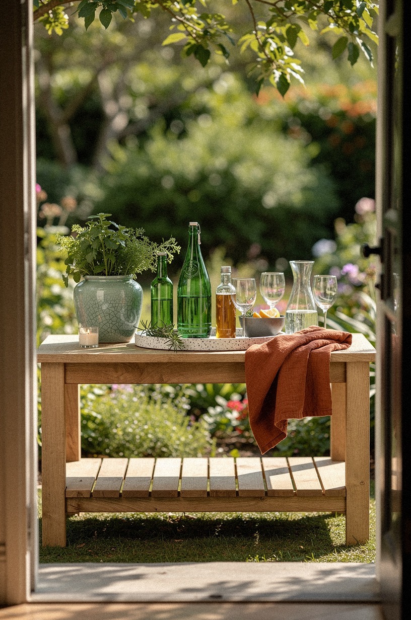 Build a drink station from potting benches