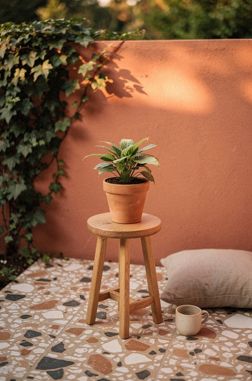 Paint a garden wall in warm terracotta