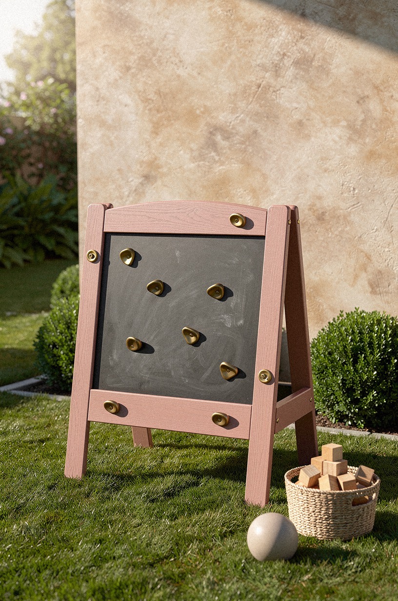 Mix a Dusty Rose Structure with Chalkboard and Brass
