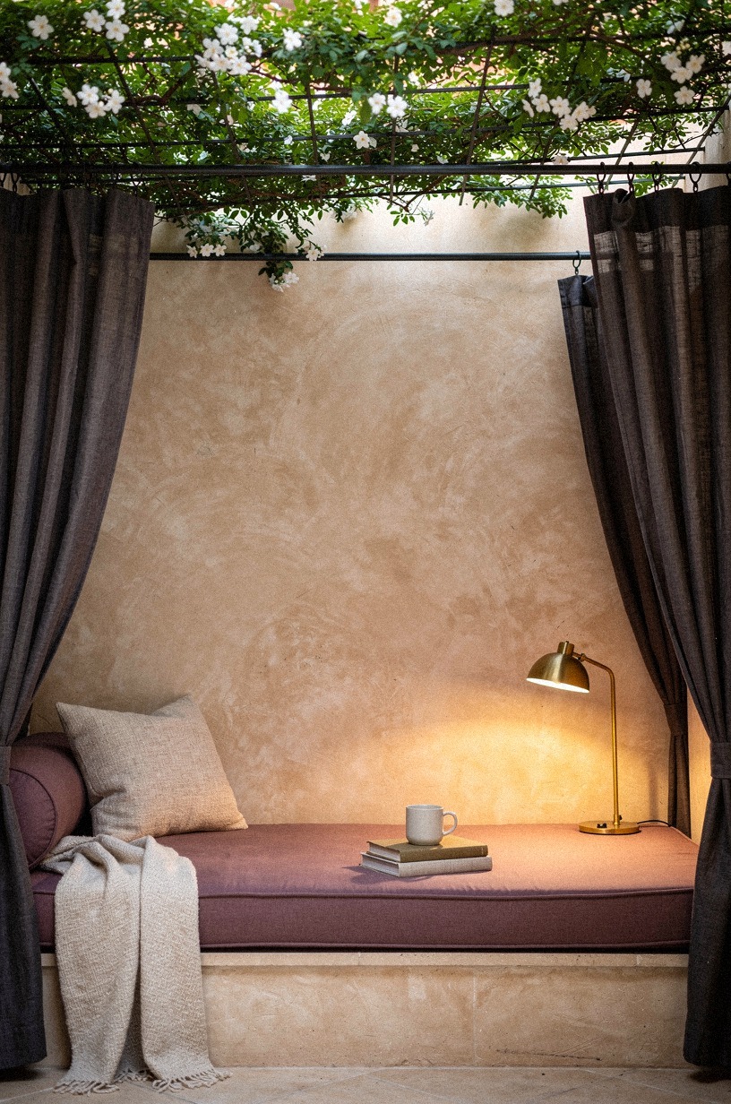 Drape a daybed like it's a room with the walls removed