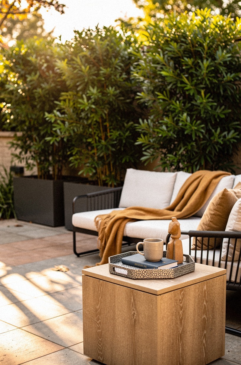 Nestle seating behind oversized planters (The Planter Shield)