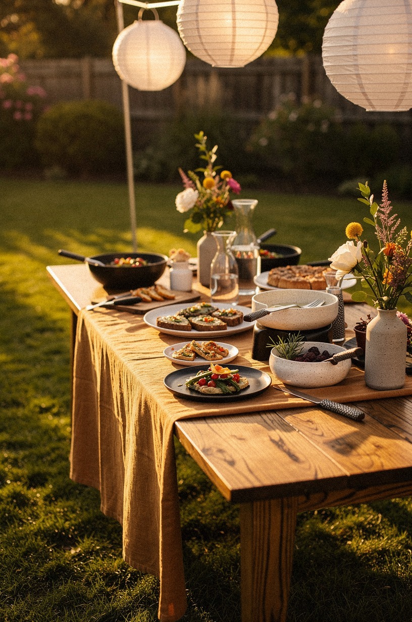 Hang paper lanterns above the buffet