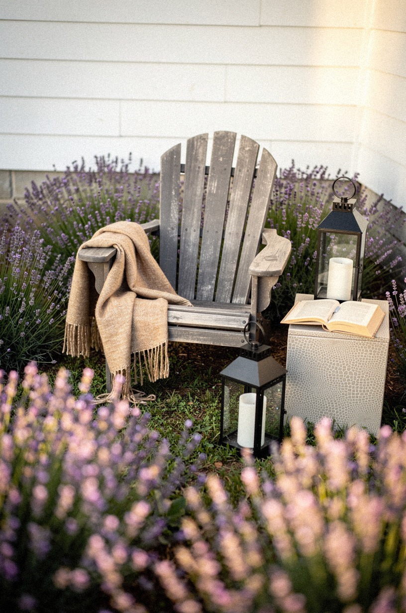 The Adirondack chair in lavender: a quiet corner that outperforms the patio