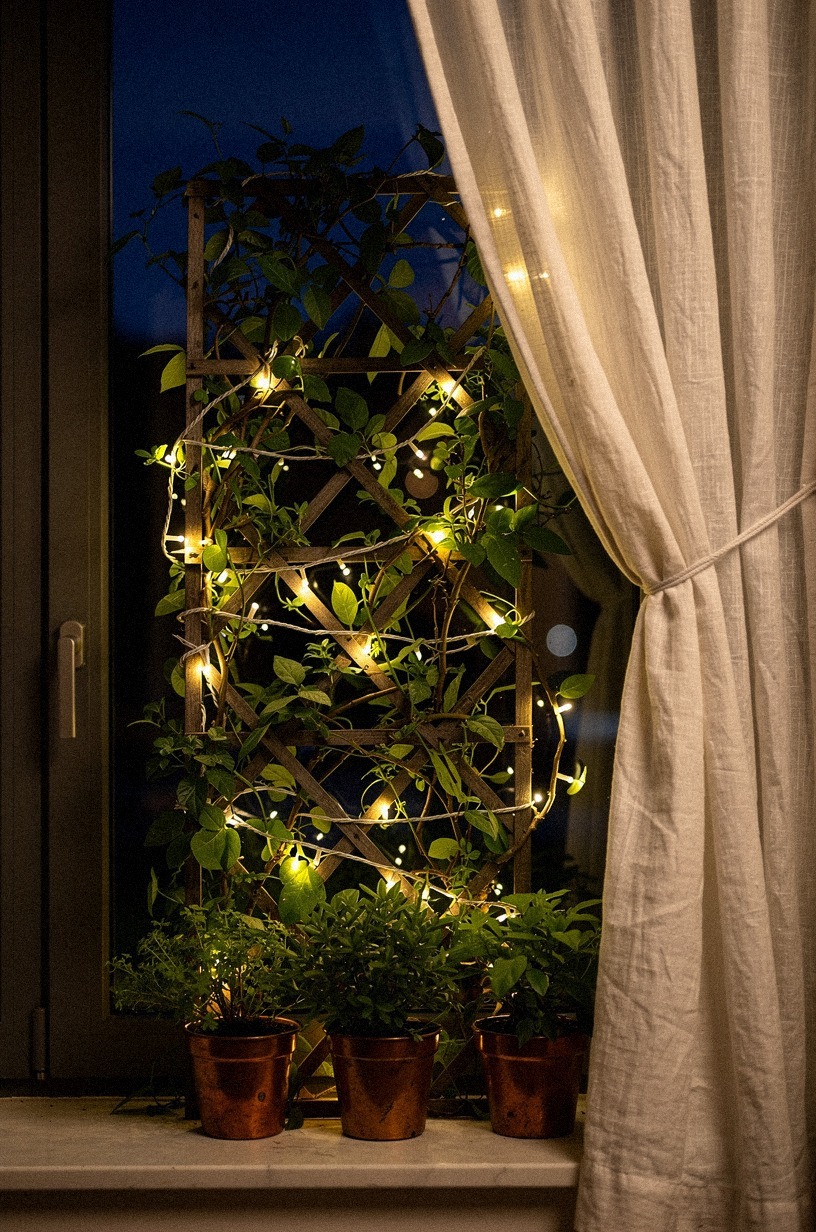 Weave battery lights through a trellis of climbing vines
