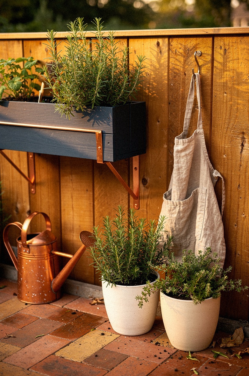 Mount a midnight-blue planter box for fresh herbs