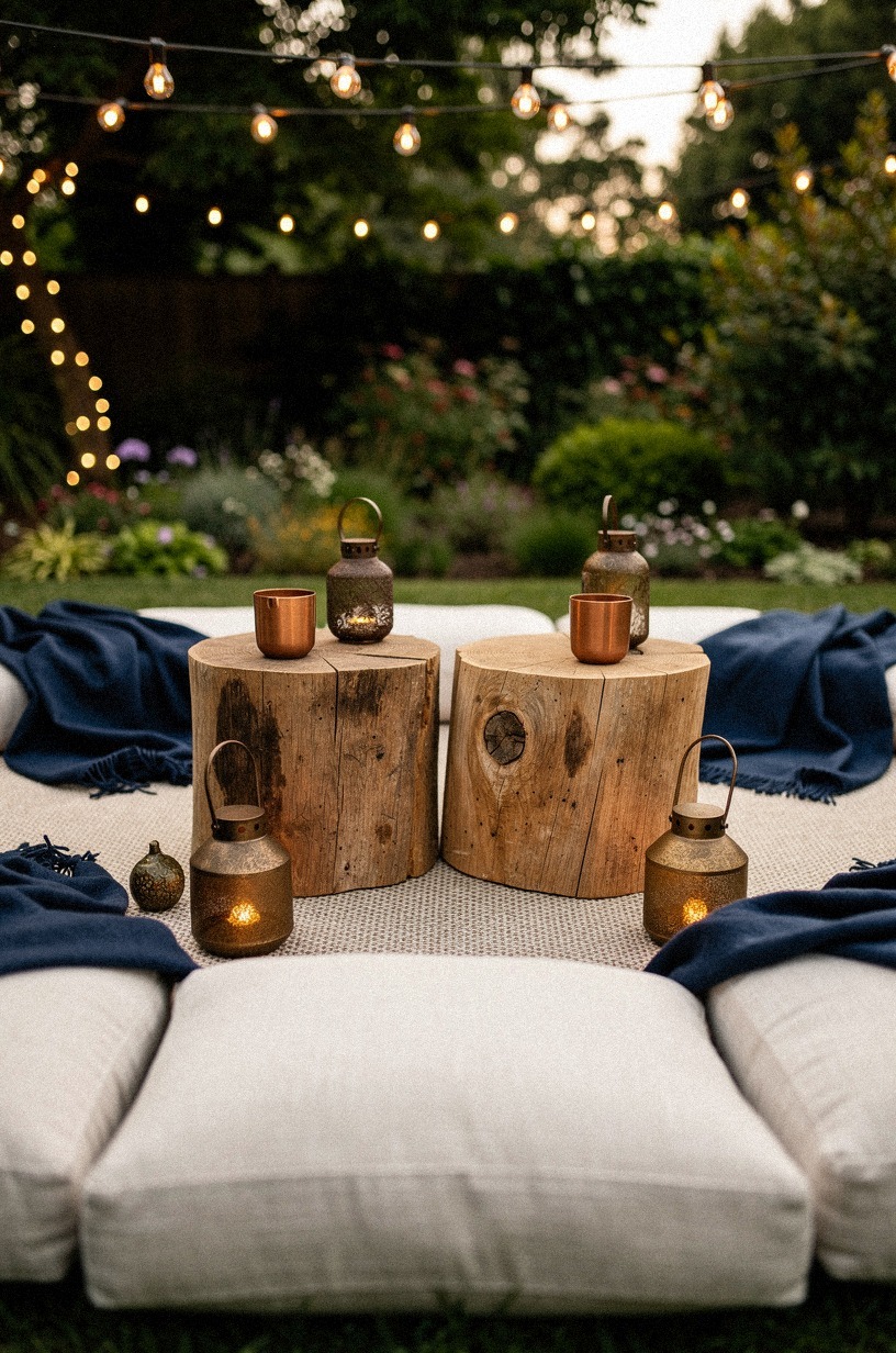 Place stump tables between floor cushions