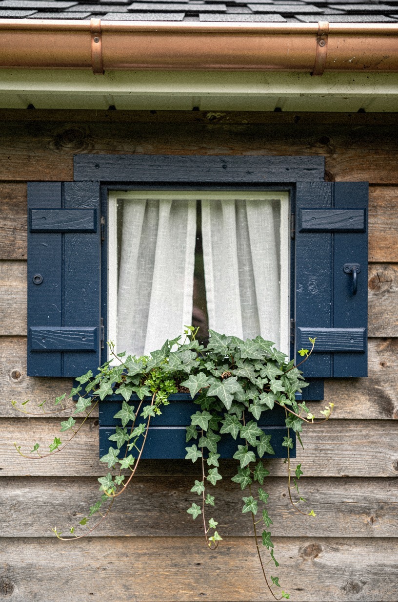 Install a small window box with trailing ivy on the front wall