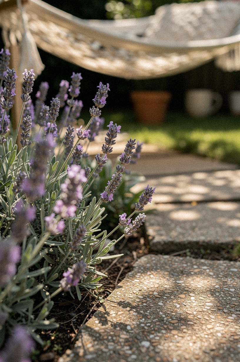 Plant lavender borders around the hammock path